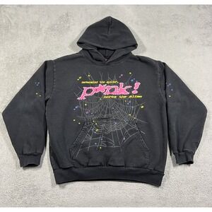 Sp5der Worldwide P*nk Hoodie Mens XL Black Pullover Sweater Sweatshirt
